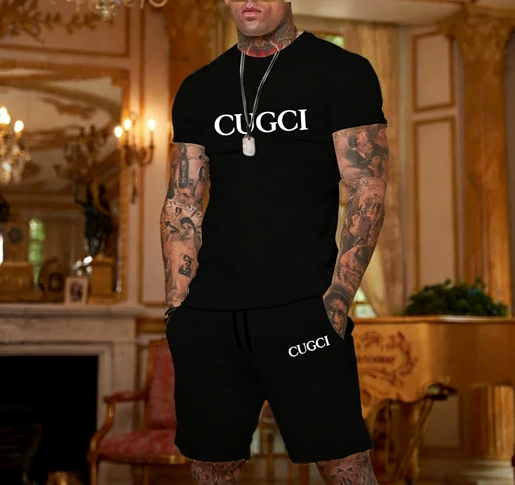 

2026Summer T-shirt shorts men's casual sports set fashionable short sleeved casual shopping trend clothing essential for daily