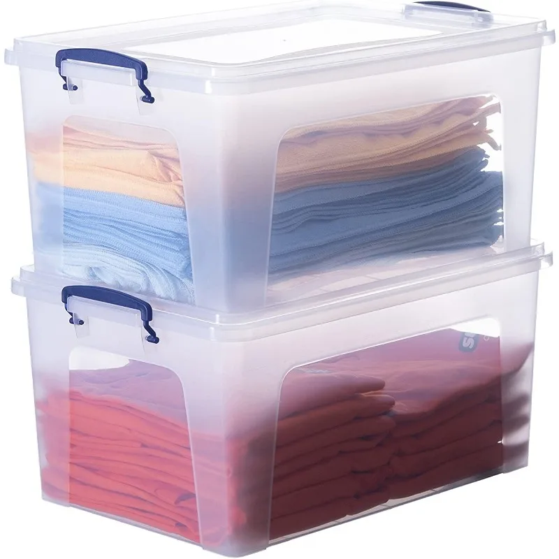 Storage Bins with Lids, Clear Plastic Containers for Organizing, Stackable Totes, BPA Free, Odor Free, Organizer Boxes