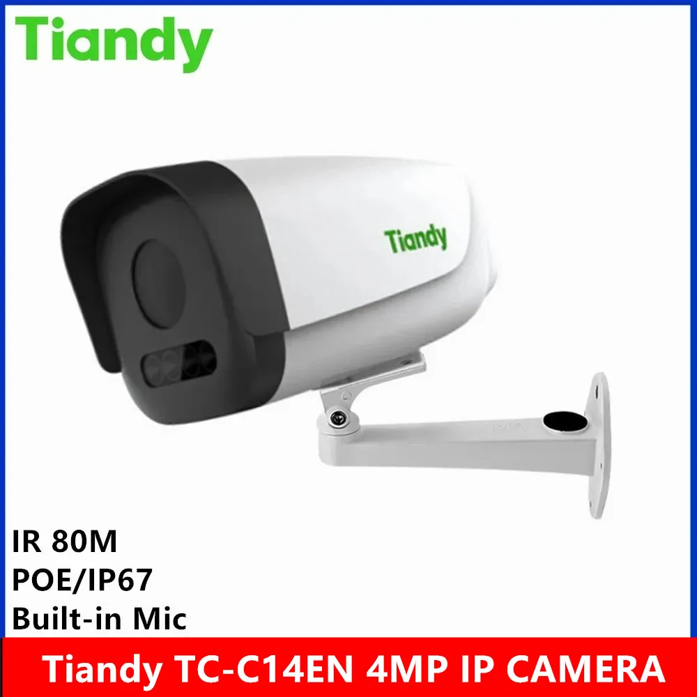 Original Tiandy brand TC-C14EN 4MP built-in MIC IP67 POE starlight Built-in 4 Leds IR 80meter Bullet ip Camera