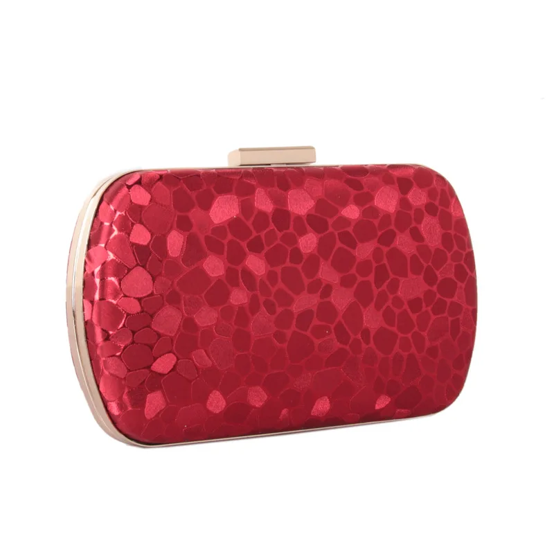 

Geometria Pattern Evening Bag for Women Wedding Party Printed PU Top-Handle Handbags Simple Square Hard Box Purse Silver Red