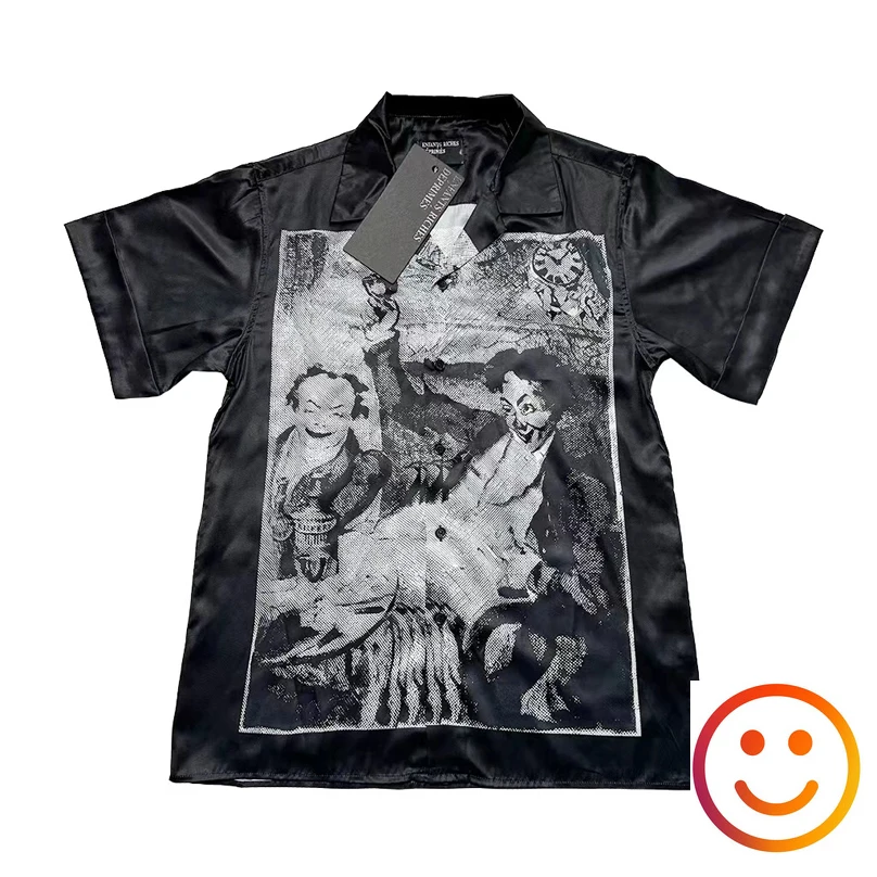 

Literary Black White Portrait Print Silk ERD Enfants Riches Deprimes Shirt Men Women High Quality Oversize Short Sleeve Tops Tee