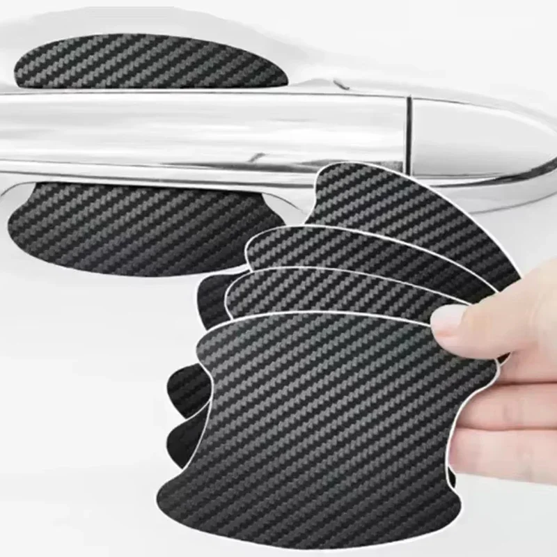 4 stks/set Auto Styling Mouldings Sticker Autodeur Sticker Koolstofvezel Krassen Slip Cover Auto Handvat Bescherming Film Onderdelen