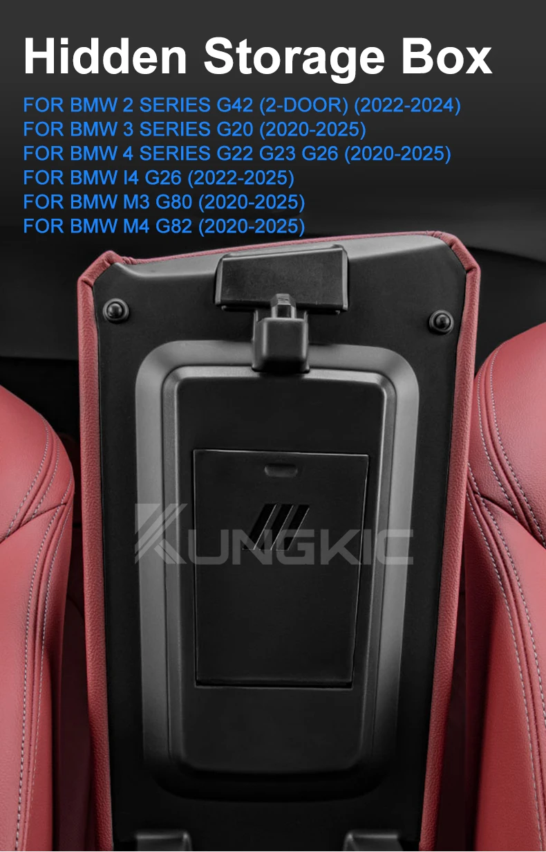 Auto-Konsolen-Armlehnenbox für BMW 3er 4er Serie G20 G42 I4 G22 G23 G26 G80 G82 – Versteckte Tasten- und Karten-Aufbewahrungsbox Zubehör – Detail 1