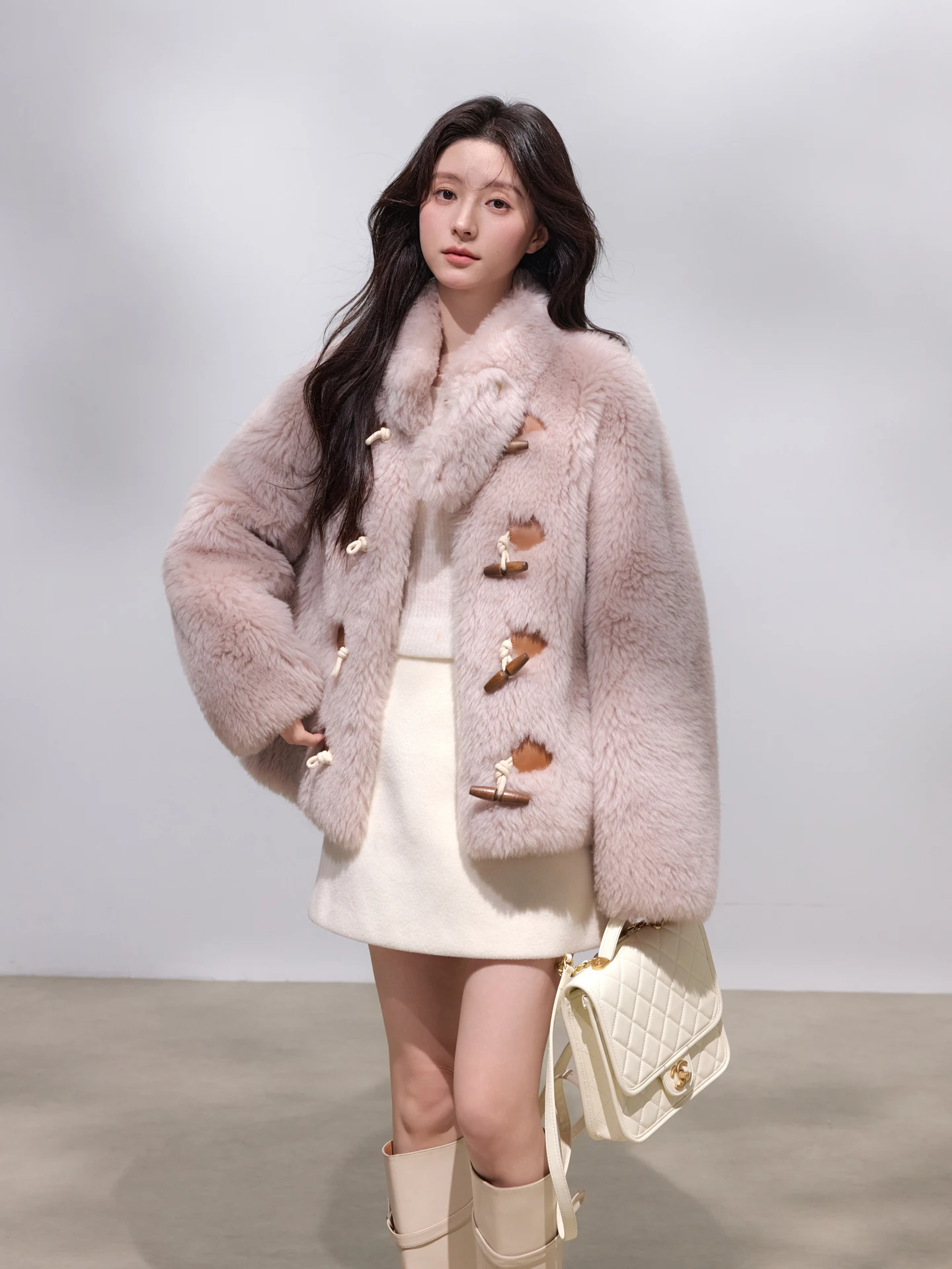 Toscan Sle ort Coat Mouton Fur Inteated Jaet Young Women's Casual Long Sve Collar Woolen Leather Outerwear
