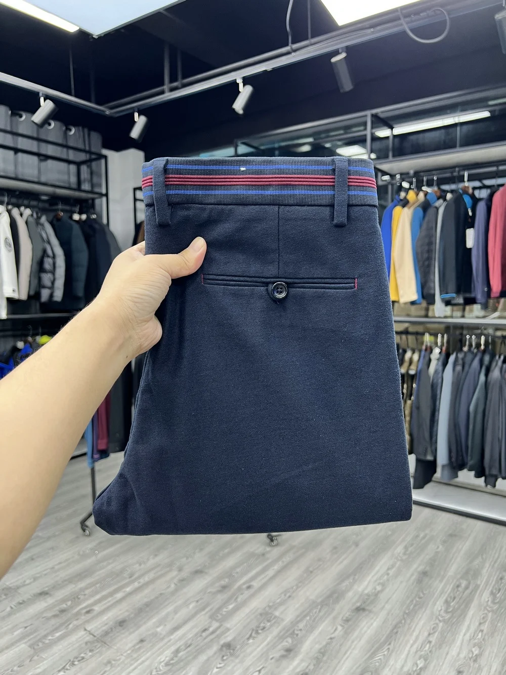 

Business Casual Cotton Blend Thick Straight Leg Men's Pants Commute Versatile Net Color Long Trousers Autumn Season