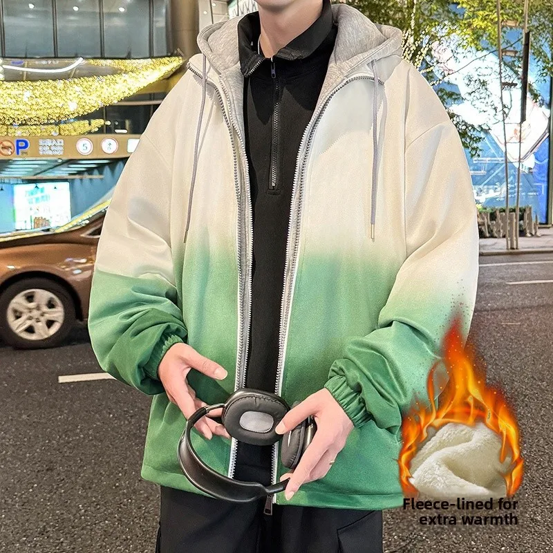 

Новинка: Мужская утепленная куртка с капюшоном, имитация двухслойности, повседневный свободный крой, осень-зима, полиэстер, вертикальный воротник