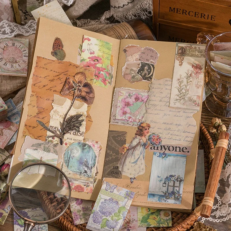 Perlengkapan kertas Scrapbook Vintage 400 buah bahan DIY antik kertas bahan estetika dekorasi kertas jurnal Retro lama