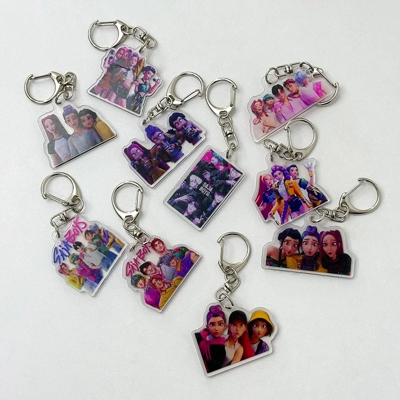 2026@@K-pop Demon HHunters Keychains Huntrix Korean Anime Cartoon Key Chains Kpop Backpack Hanging Pendant Ssaja Boyyys Keychain