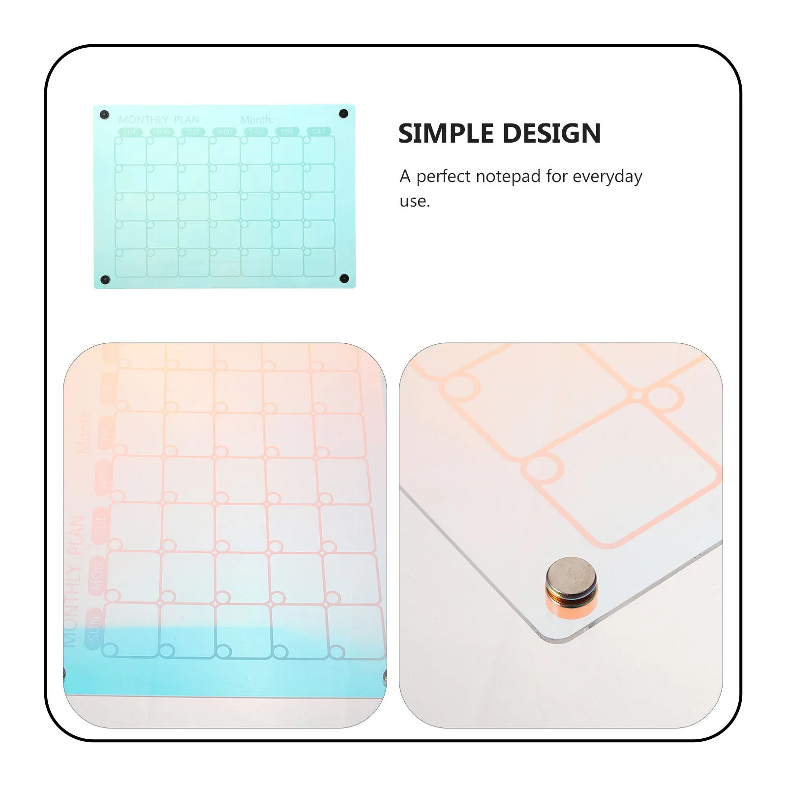 

Magnetic Whiteboard for Fridge Monthly Planner Dry Erase Board Acrylic Schedule Organizer Kitchen Home Office School Use