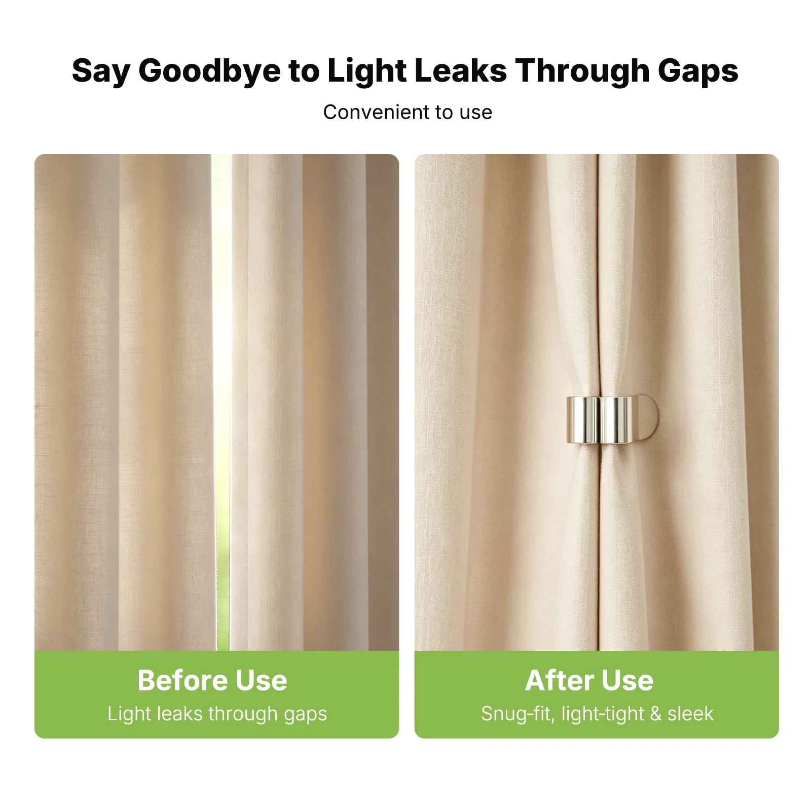 Strong Magnetic Curtain Drape Holder, Stainless Steel Curtain Clip, Damage‑Free Reusable Curtain Clasp for Indoor Window Curtain