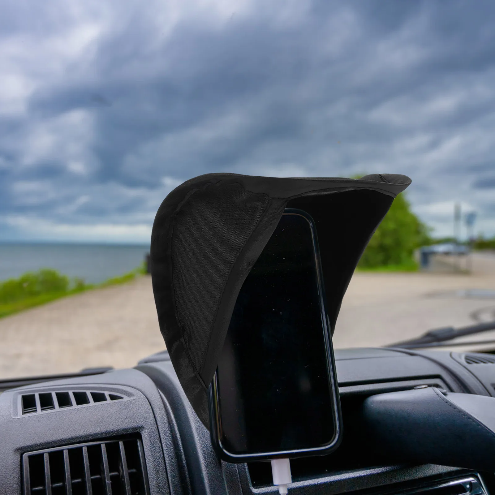 

Car Phone Sun Blocking Cover Vertical Dashboard Mount Sunshield Umbrella Uv Protection Phone Sunshade for Car Motorcycle Bike