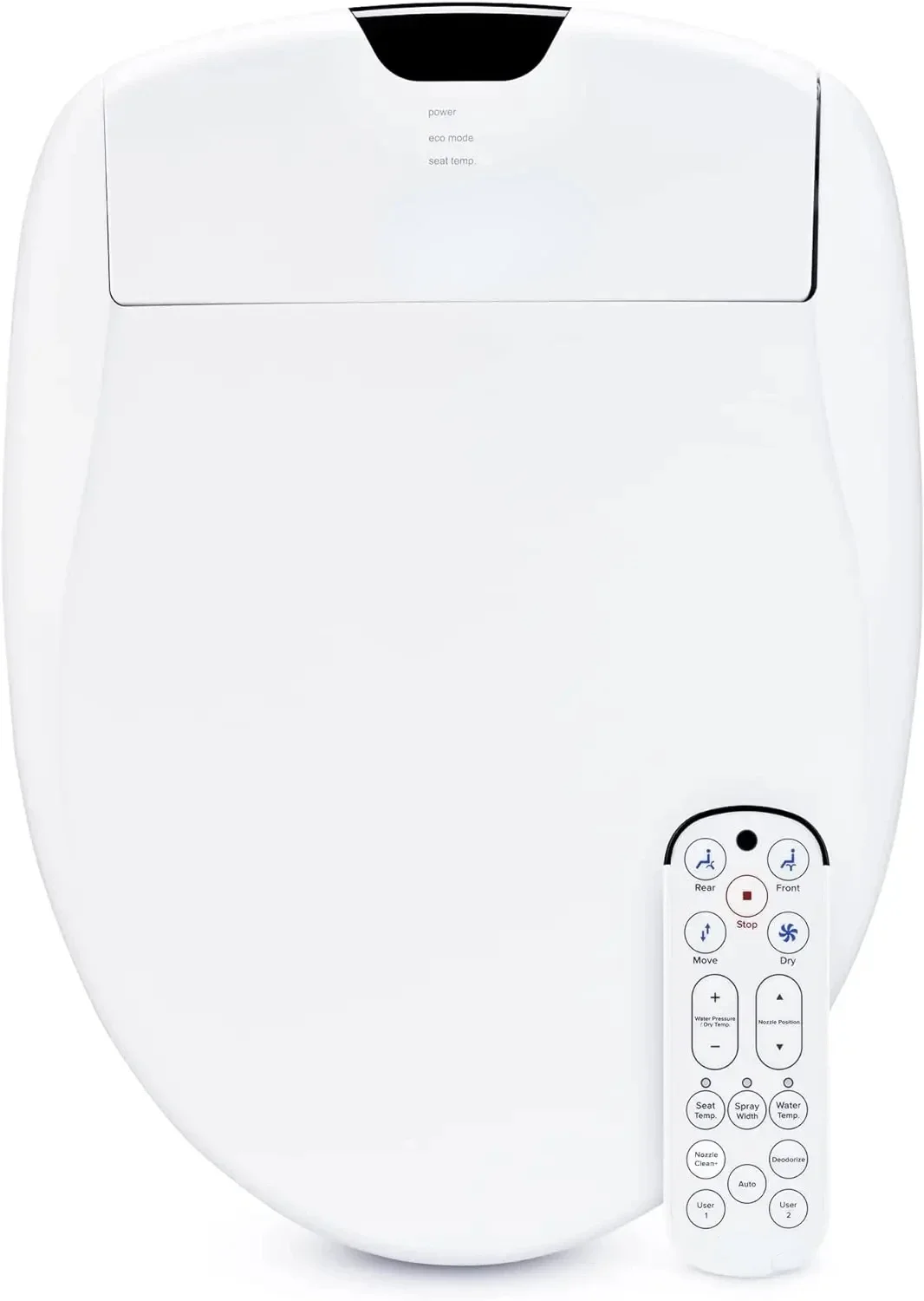 HOME.Swash Electric Bidet Toilet Seat With Oscillating Nozzle, Warm Air Dryer, Night Light, Remote Control - Elongated