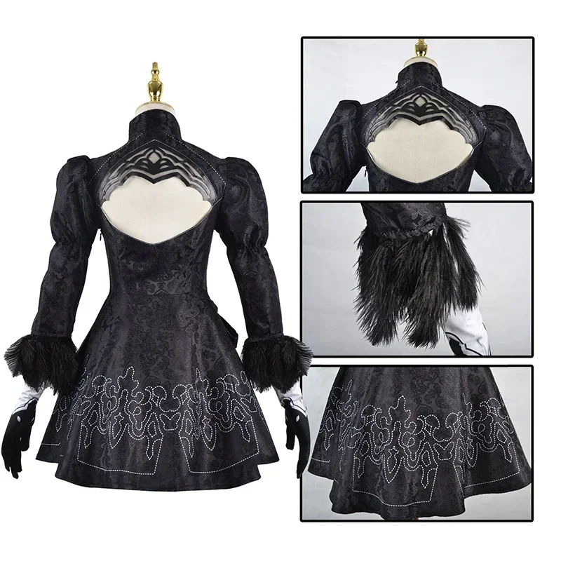 2b Cosplay Costume Nier Automata YoRHa No. 2 Type 2b Nier Cosplay Costume Sexy Dresses Uniform Wig Halloween Costumes for Women