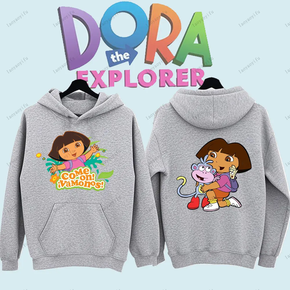 Dora The Explorer لطيف أنيمي الكرتون البلوز الشتاء الدفء هوديي للجنسين النساء الرجال ملابس رياضية شخصية مريحة #1