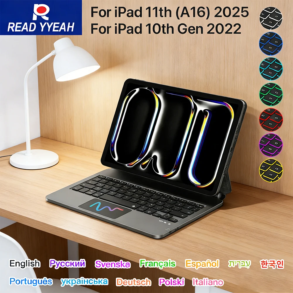 

Magic Keyboard With Auto Sleep/Wake Case for iPad 10th 11th A16 2025 Pro 11 12.9 3rd Pro 13 Air 4 5 6 Wireless Backlit Keyboard