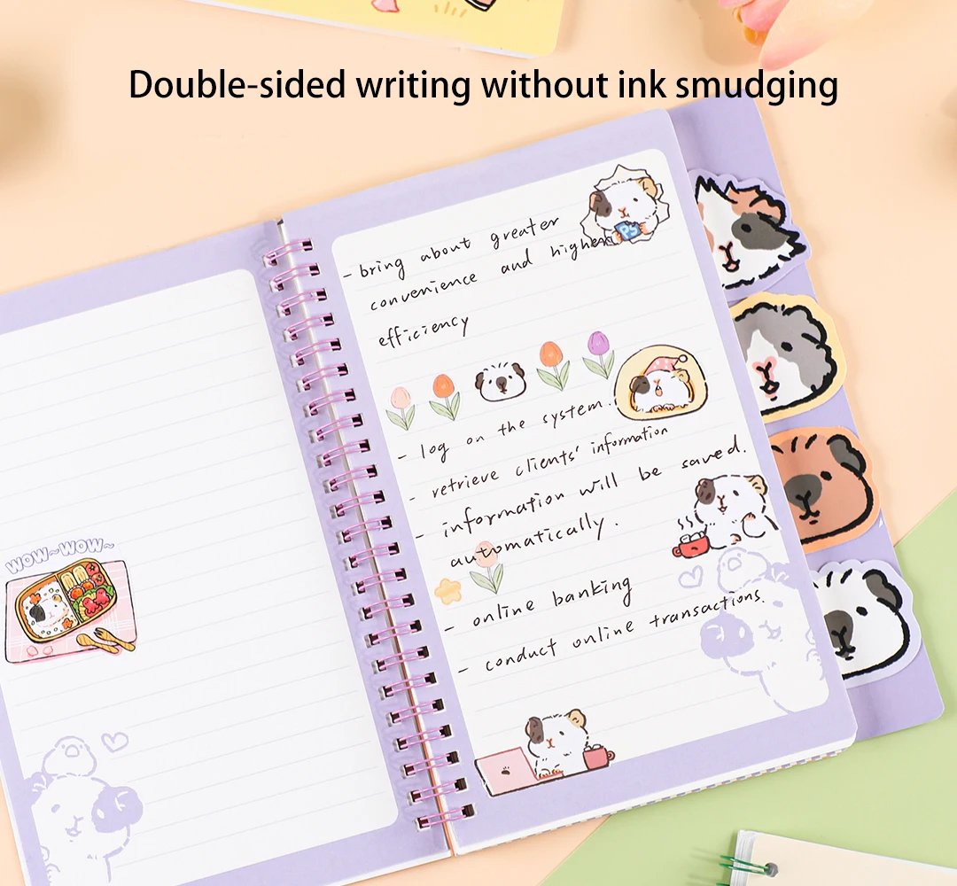 60 Sheets Cute A5 Coil Book Creative Bookmark Book Thickened Notebook Student Learning Notepad Planner School Office Stationery