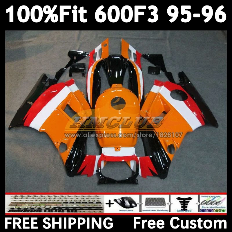 Repsol Orange OEM Fairing +Tank For HONDA CBR 600F3 600 F3 FS CBR600FS 56No.0 CBR600 F3 CBR600F3 95 96 1995 1996 Injection Body