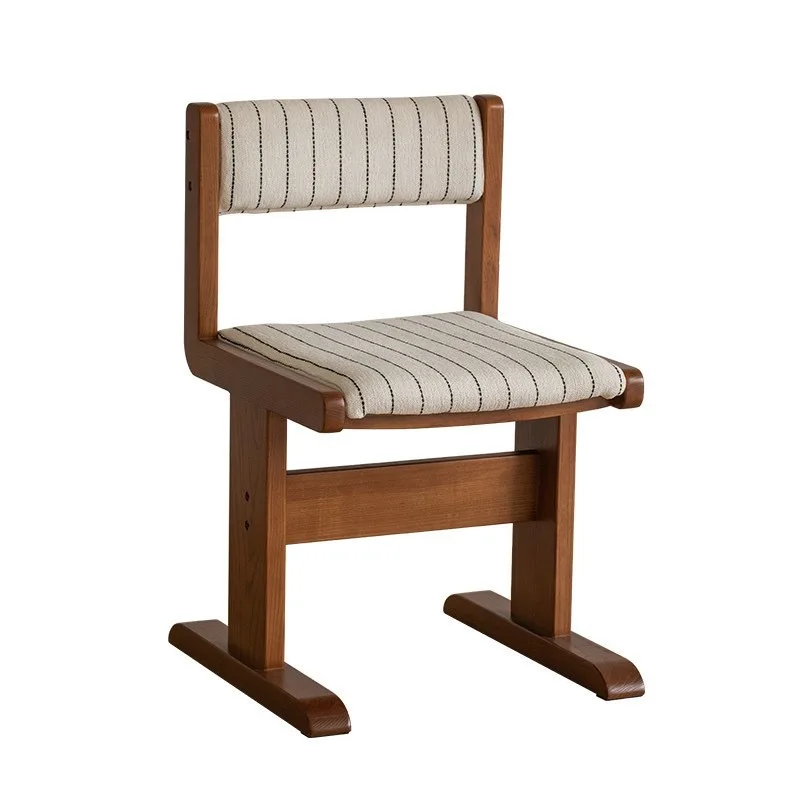 Mid Century Vintage Solid Wood Dining Chair Home Designer Backrest Bedroom Minimalist French Retro Single Seat Decor Furniture view 4