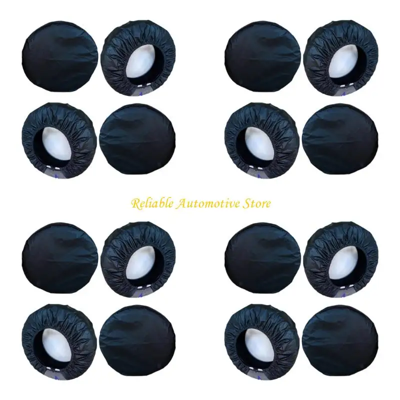 

M68B Oxford Flocking Tire Covers Shield Set Of 4 For Trucks SUVs Trailers 21-32 Inch