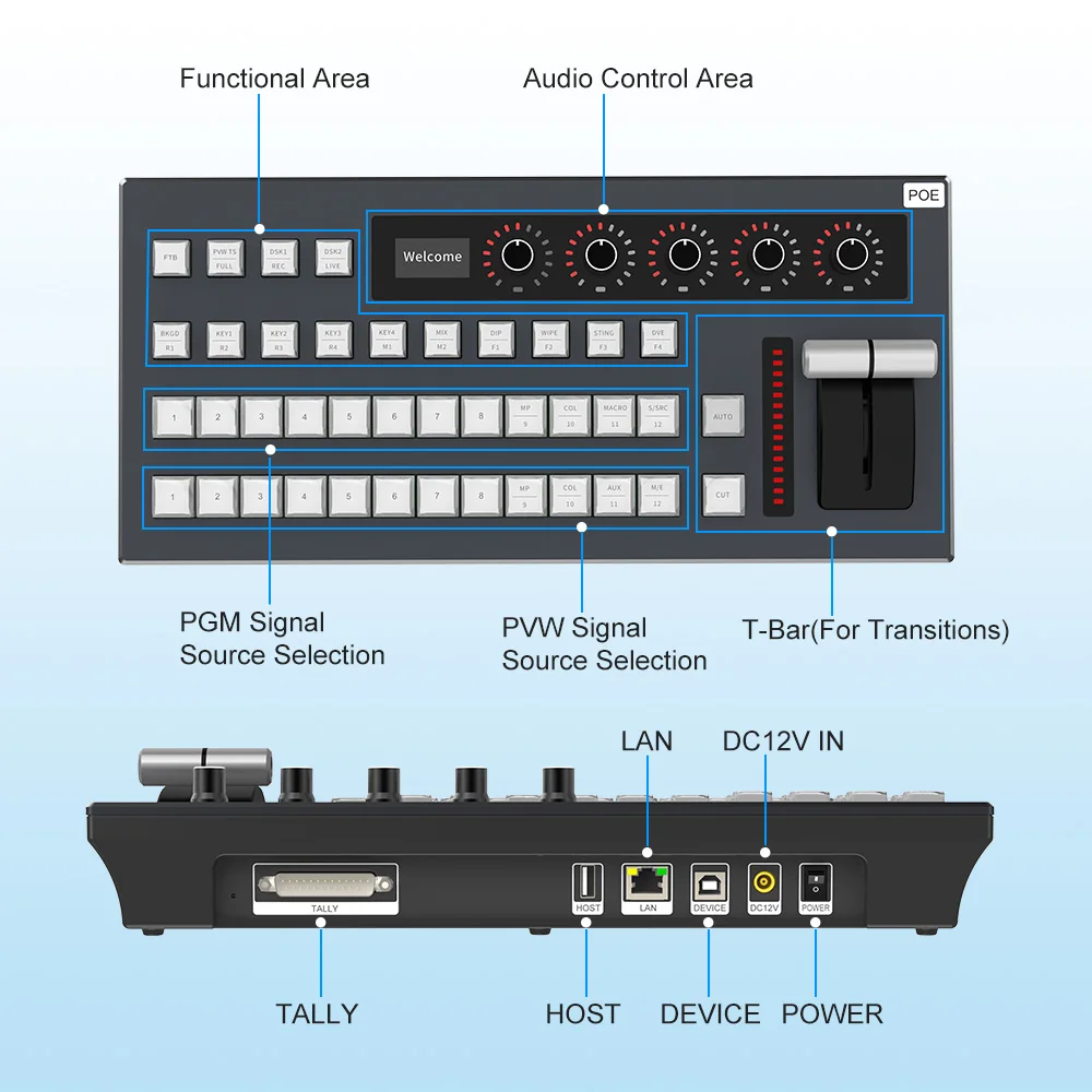 KATOVJJTS VMix ATEM OBS لوحة مفاتيح لوحة المفاتيح البث المباشر لوحة التحكم فيديو خلاط نظام المؤتمرات لوحة مفاتيح الصوت #2