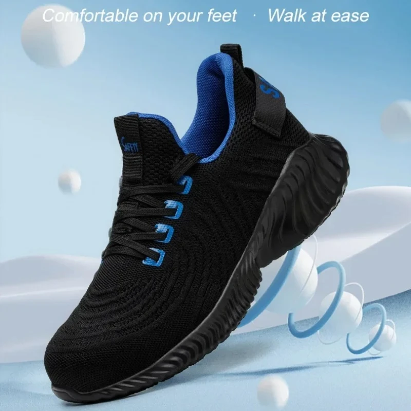 أحذية أمان لموقع البناء خفيفة للغاية للرجال، أحذية رياضية آمنة مضادة للثقب، أحذية أمان للرجال بمقدمة فولاذية، أحذية عمل مضادة للانزلاق