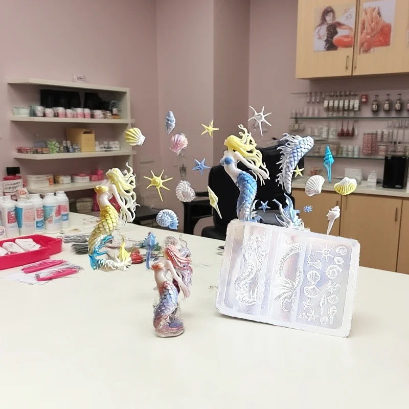 Serie con diseño marino, molde de silicona 3D para uñas, sirena, estrella de mar, concha, plantillas para tallar uñas, herramienta de diseño de manicura, decoración artística de uñas DIY