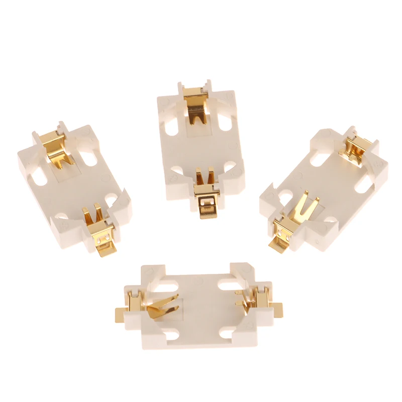 10Pcs DIY Accessories White Housing Gold-Plated Button Battery Holder For CR2032 SMD Socket Cases
