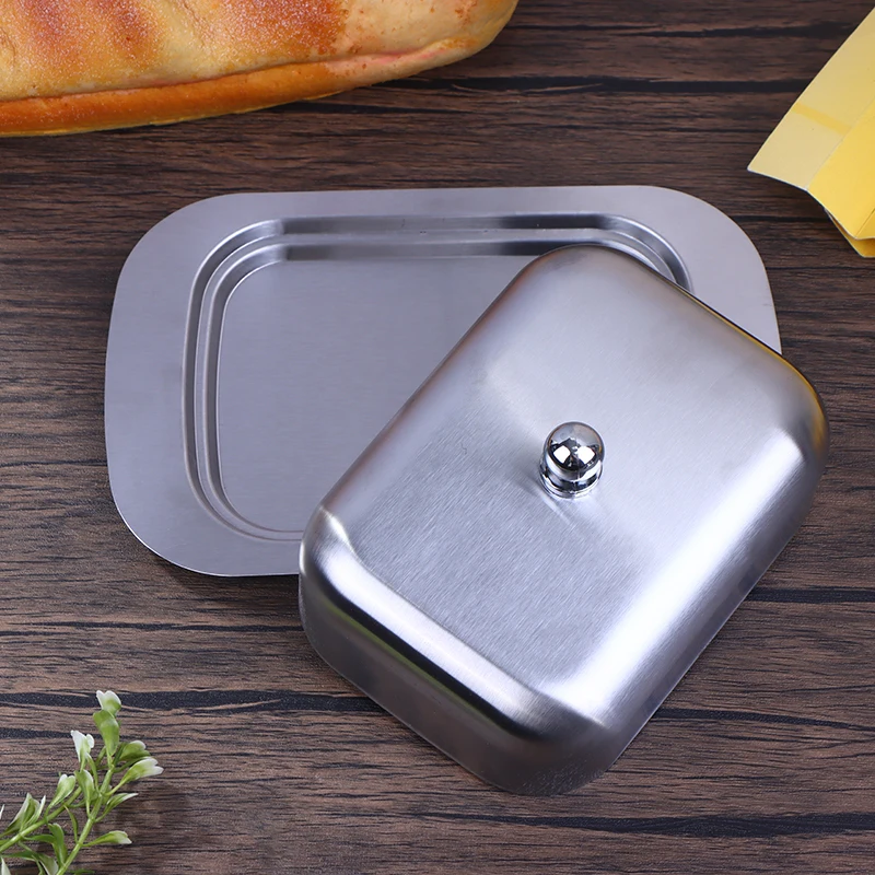 

Retro French Stainless Steel Butter Dish with Lid - Kitchen Storage Box Butter Tray Dessert Tray Tableware for Home