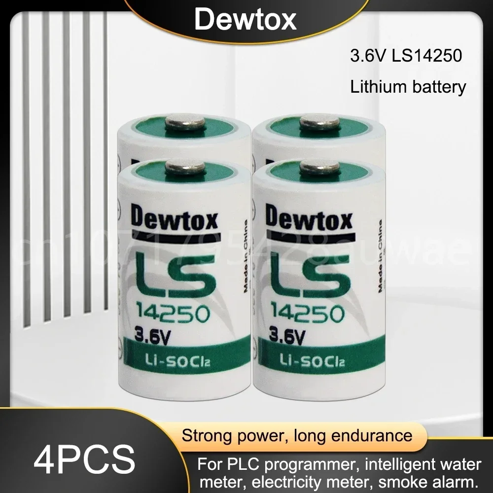 4PCS Dewtox LS14250 L14250 ER14250 14250 1/2AA TL-5902 3.6V Lithium Battery for PLC CNC Machine Tools Gas Meter Real Time Clock