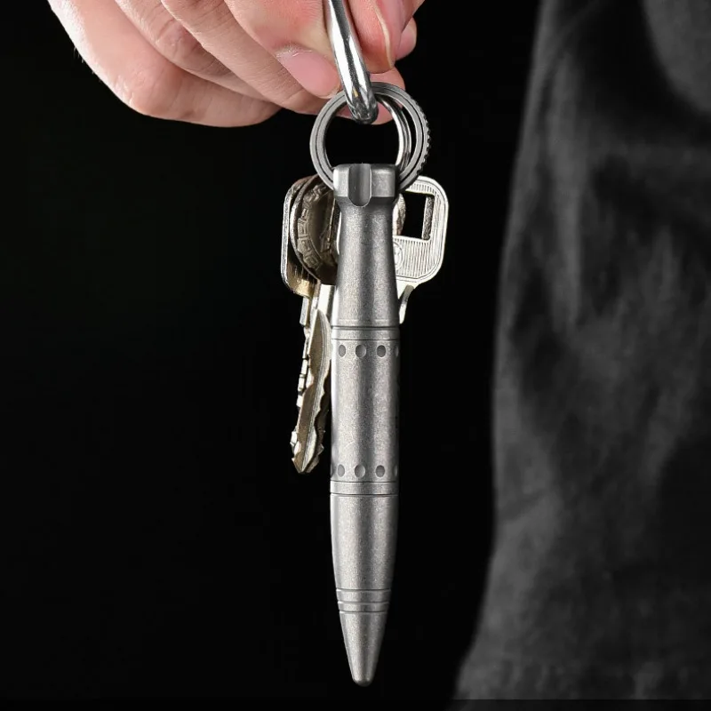 Titanium Alloy Keychain Pen Portable School Business Office Signature Writing Ballpen Men Women Gift Break Windows EDC Tools