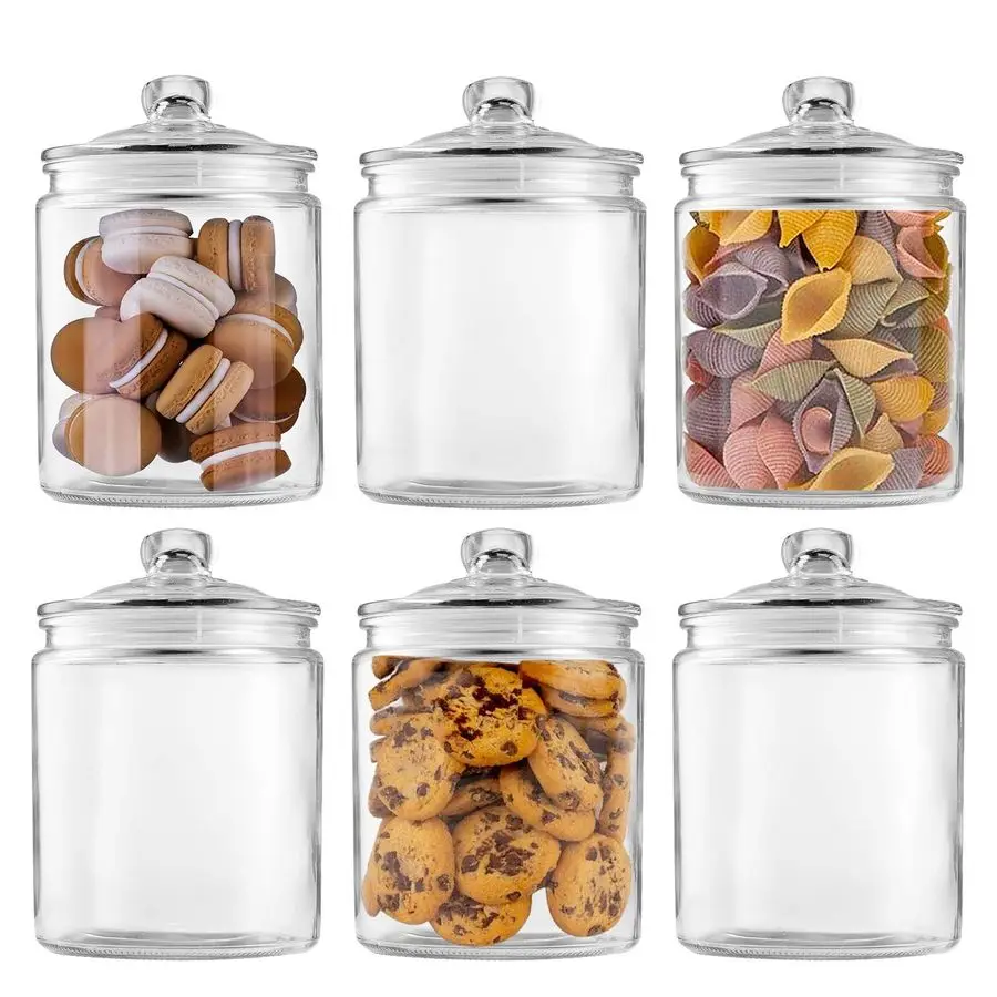 

Jars 32oz, Candy Jar with Lid For Household,Food Grade Clear Jars 6 Pack