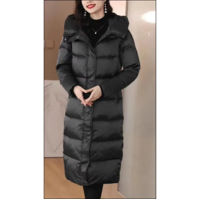 Goose Down Jacket for Women, Lightweight Padding, Luxury Down Jackets, Korean Long Coats, 2023 Winter