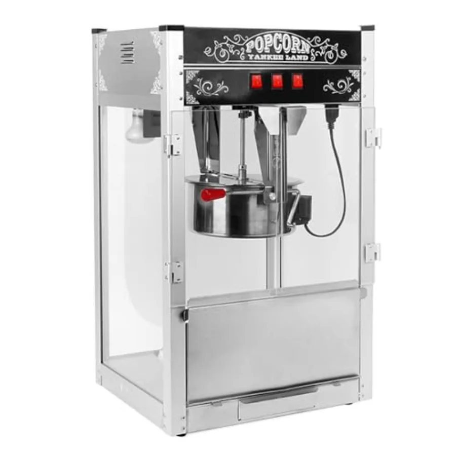 

Аппарат для попкорна на 20 унций с чашей из нержавеющей стали и подогреваемой платформой, 1440 Вт, настольный попкорнер для киноночей, мероприятий, вечеринок, коммерческого использования