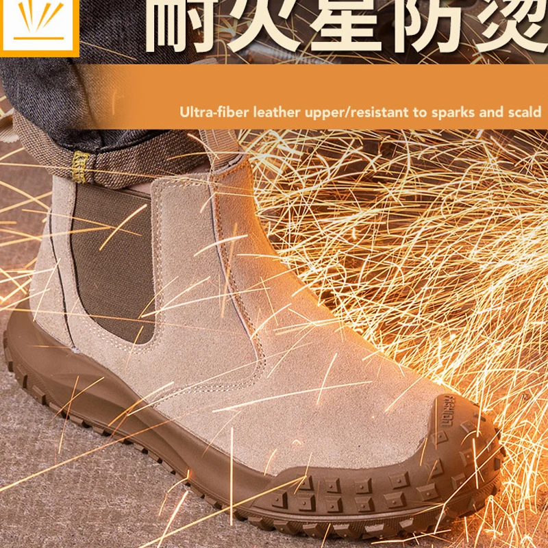 Waterproof Safety Work Shoes For Men Chelsea Steel Head Leather Boots Male Footwear Indestructible Construction Security Boots