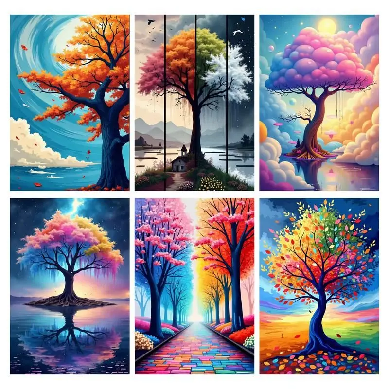 

CHENISTORY DIY Pictures By Number Tree Landscape Kits Home Decor Painting By Numbers Drawing On Canvas HandPainted Art Gift