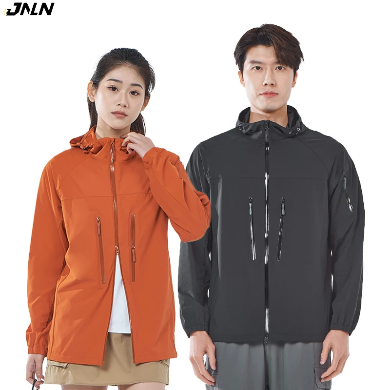 

JNLN Men's Women's Waterproof Hiking Jackets Sun Protective Camping Trekking Mountaineering Rain Coat Unisex Stretch Windbreaker
