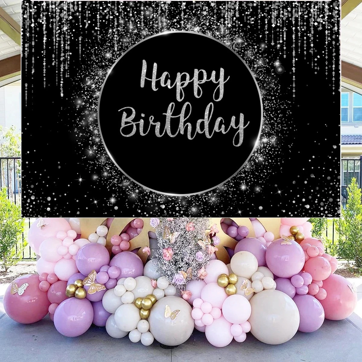 Happy Birthday Backdrop for Adult, Birthday Party Decoration, Photo Background Cloth, Party Supplies, Brilhante, 30, 40, 50 Year