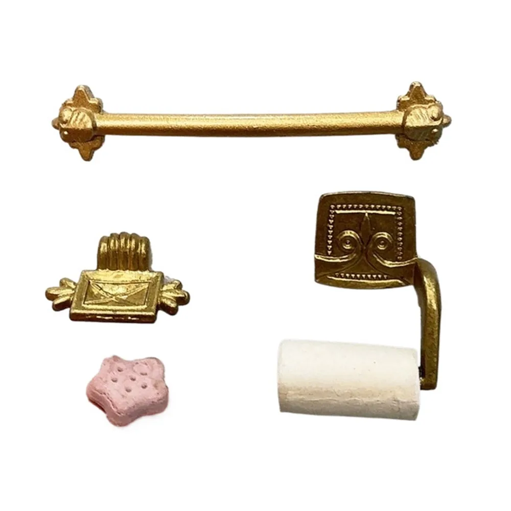 Portasapone per mobili per casa delle bambole in scala 1/12 Set portasciugamani per casa delle bambole in oro Modello Accessori per caminetto Accessori per la cucina delle bambole