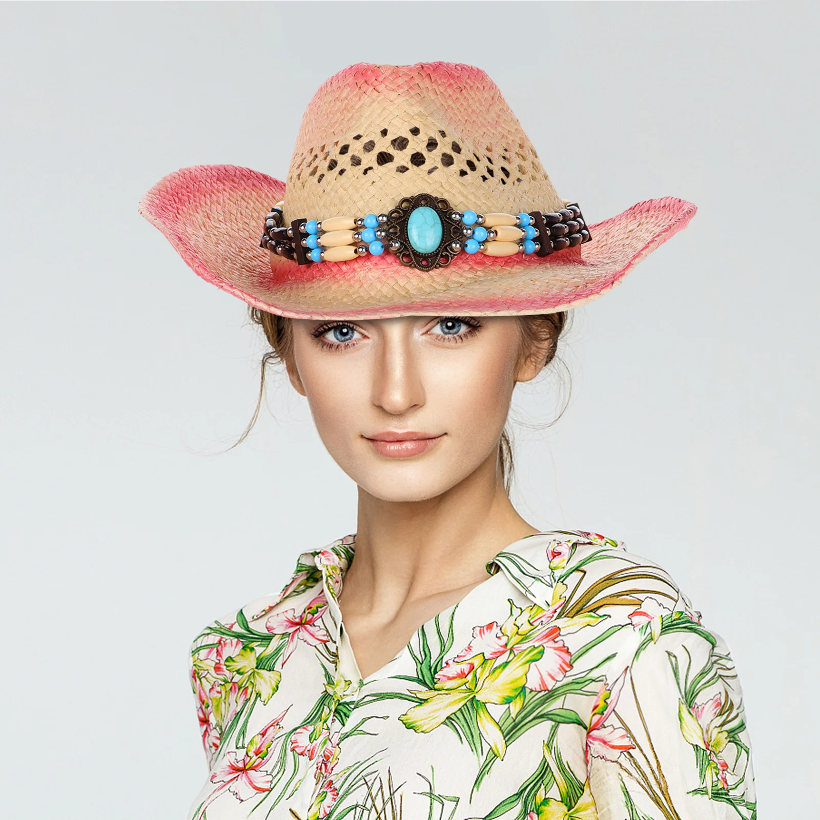 

Sun Protection Straw Hat Women'S Cowboy Beach Hat Lightweight Summer Outdoor Travel Accessory For Hiking Fishing Coastal