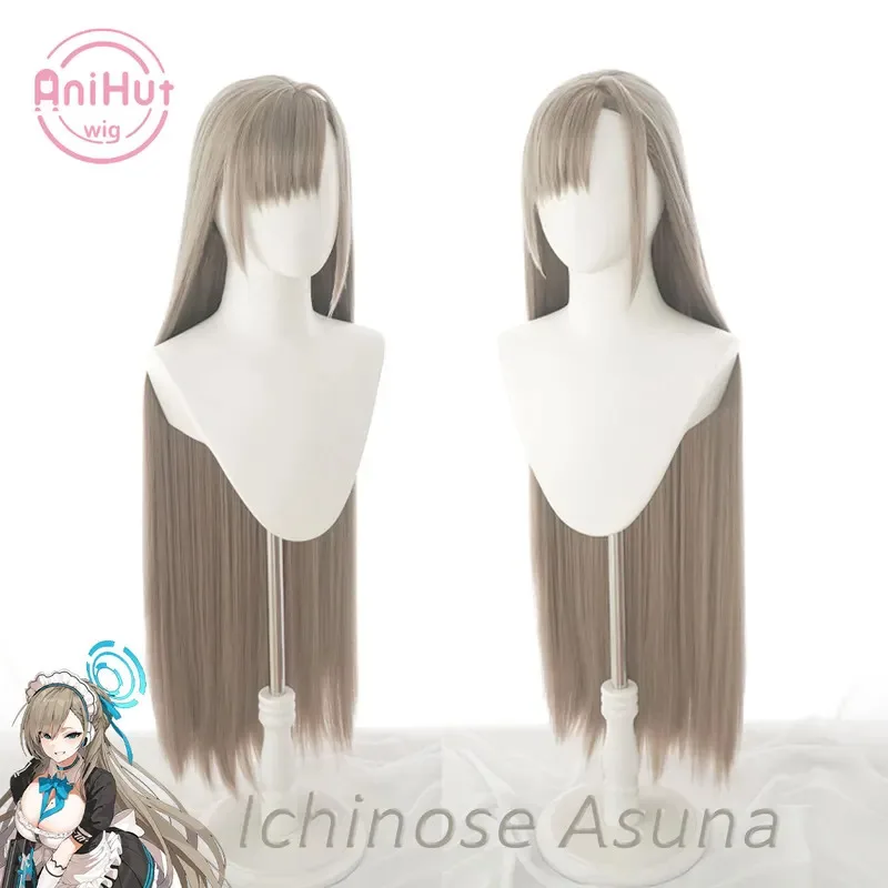 

【AniHut】Ichinose Asuna Brown 100cm Cosplay Wig Blue Archive Straight Heat Resistant Synthetic Hair Ichinose Asuna cosplay