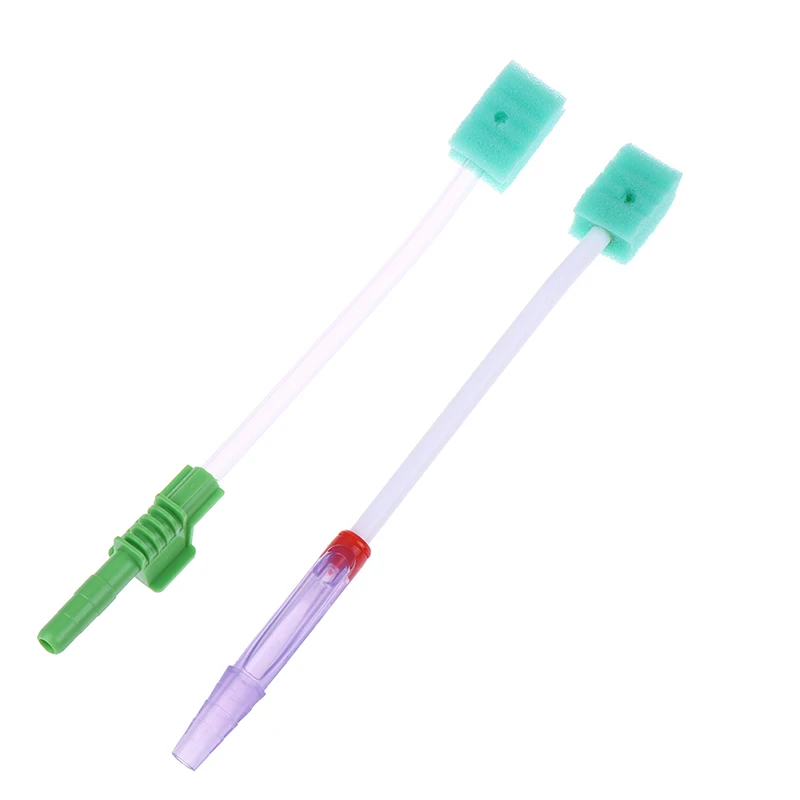 Brosse à dents médicale en éponge de poulet, écouvillon à aspiration ICU, soins bucco-dentaires, usage unique, système de brosse à dents à aspiration, hygiène buccale, tête verte