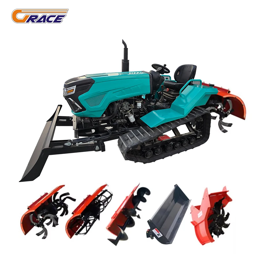 Peternakan Kecil Cina Terlacak Traktor Mini Pertanian Naik Mesin Pembuat Punggung Kultivator Perayap