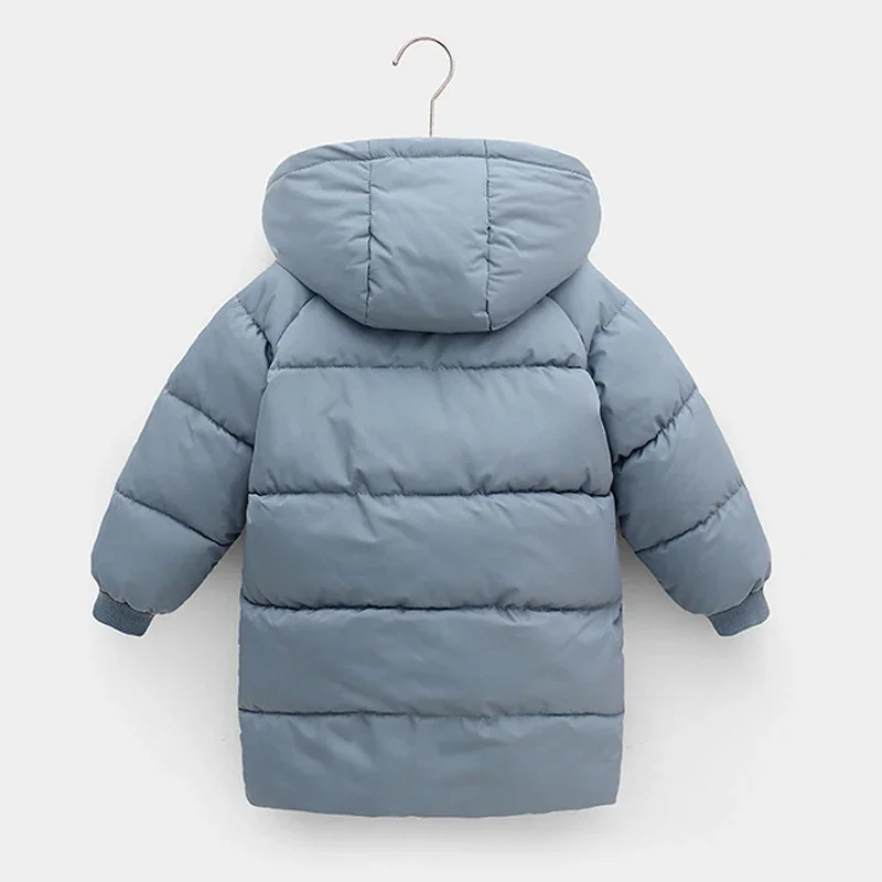 Neue 2-10 Jahre Winter Lange Jacke für Mädchen und Jungen, Outdoor-Bekleidung, Dick, Wärmeisolierend, mit Kapuze, für Kinder, Wattierte Baumwoll-Oberbekleidung – Detail 8