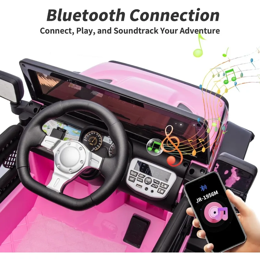 12-V-Fahrt auf dem Auto, LKW, Elektrofahrzeuge, Auto-Fahrt auf Spielzeug für Kleinkinder mit Fernbedienung – Hellrosa