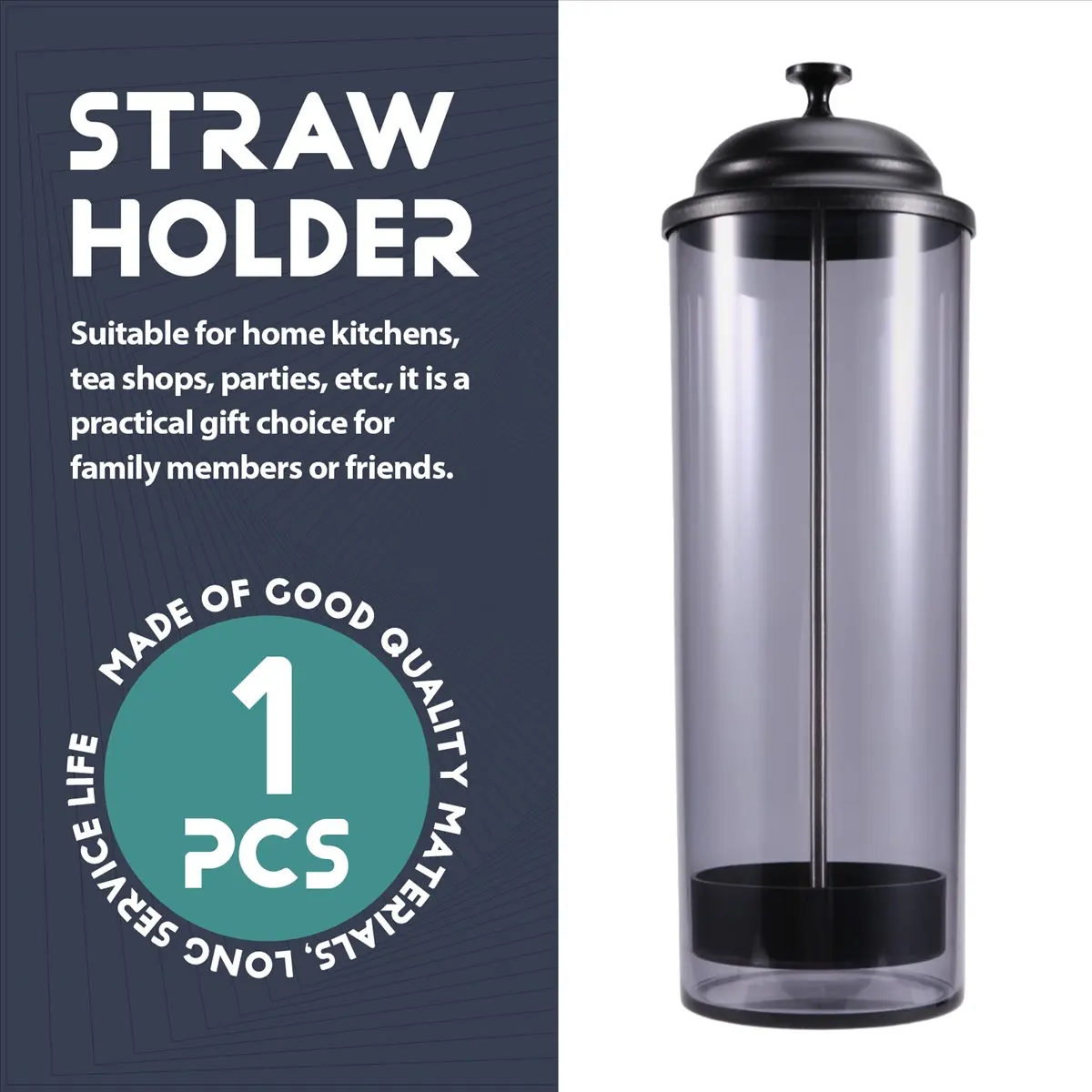 Fits for Straw Holder,Straw Holder Dispenser,Drinking Straw Container with Lid for Counter,for Kitchen Bar Party Straw Storage view 3