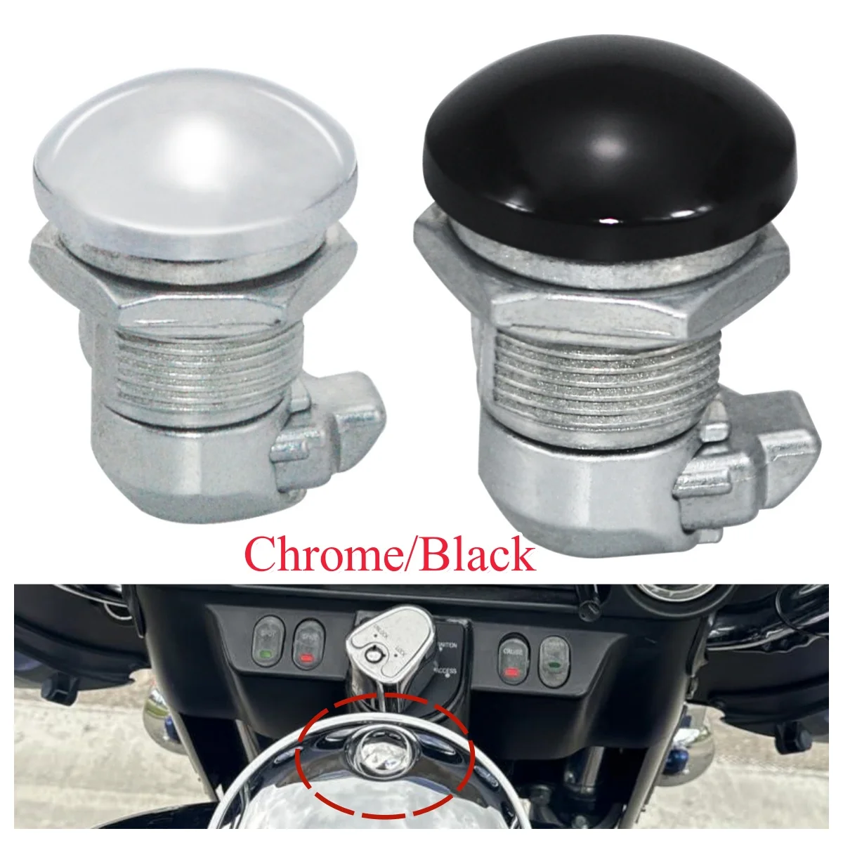 

Motorcycle Oil Cap Tank Push Button Fuel Door Latch Fit For Harley Davidson Touring Electra Road Glide 1992-2025 Chrome Black