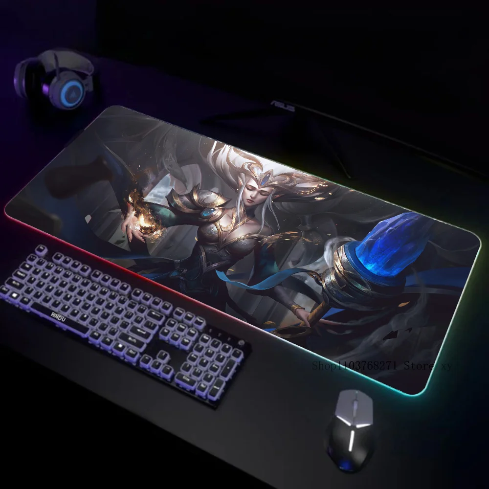 Janna League Of Legends Mousepad XXL RGB Gaming Mouse Pads HD Black Gamer Accessories Large LED