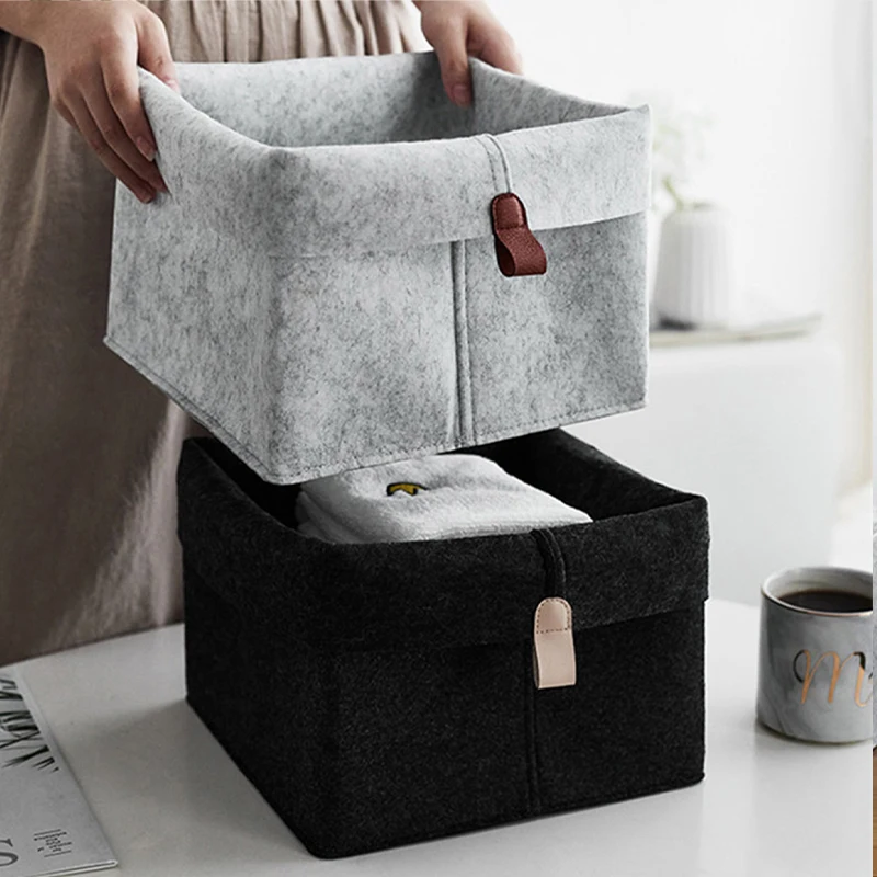 Nordic felt storage basket multi-functional storage basket clothes sorting storage box tabletop sundries storage basket snacks