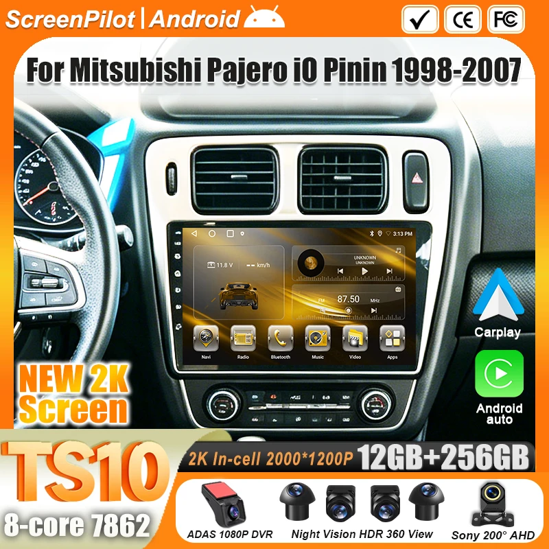For Mitsubishi Pajero iO Pinin 1998 - 2005 2006 2007 Android 16 Car Radio 2 din Multimedia Video Player GPS Navigation Bluetooth