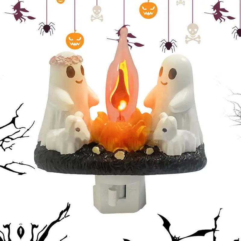 Ghost Campfire Flickering Nightlight  Faux Campfire Night Light Halloween Ghost Night Light  for Halloween Home Decoration Gifts